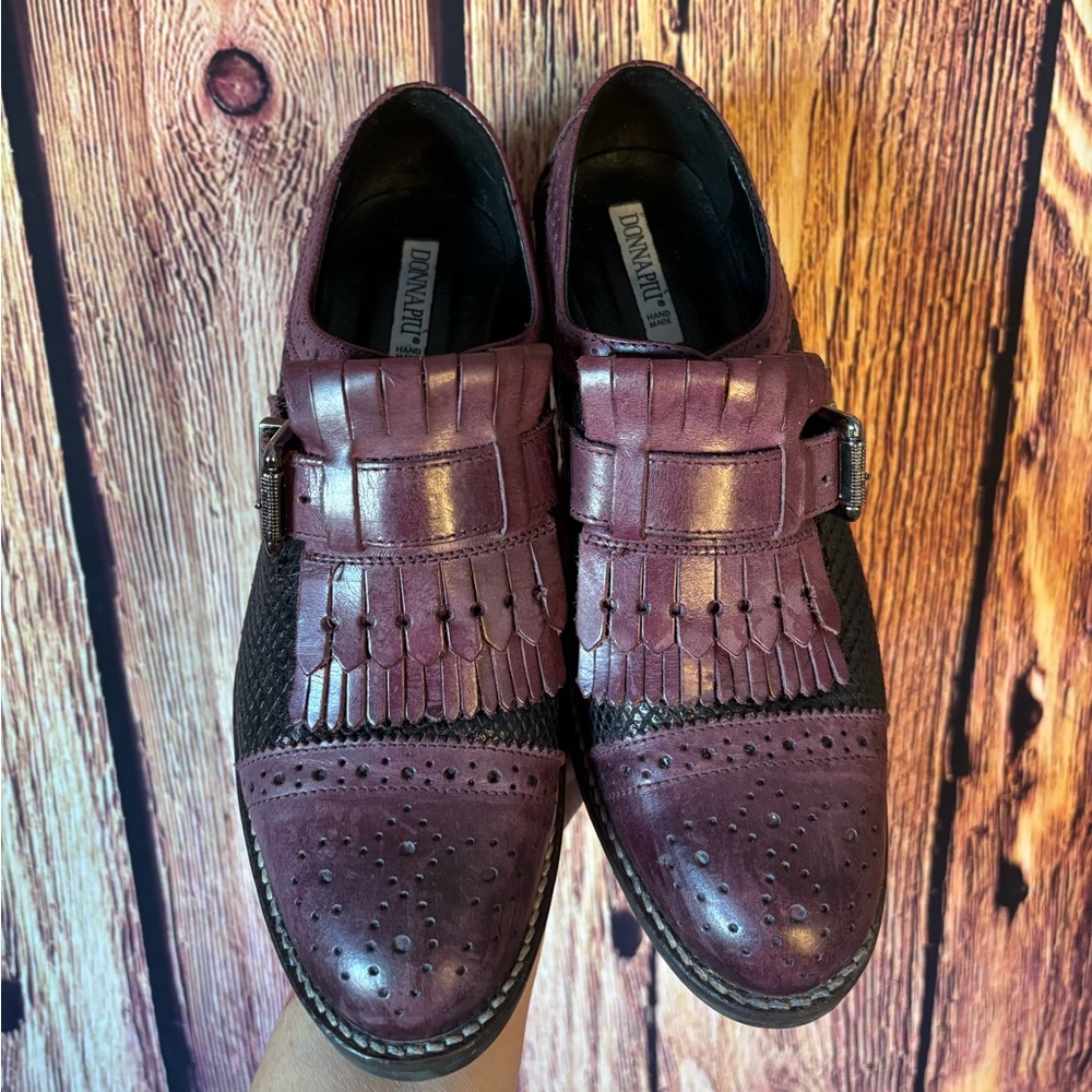 Donna Piu Burgundy/Purple and Black Leather Oxfords